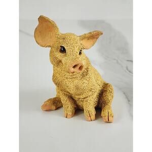 Mini Pig Piglet Piggy Sitting Cute Face Farm Animal Figurine 3 1/2" Year 90s Vtg